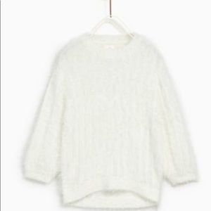 Zara Feather Look Sweater in Ecru